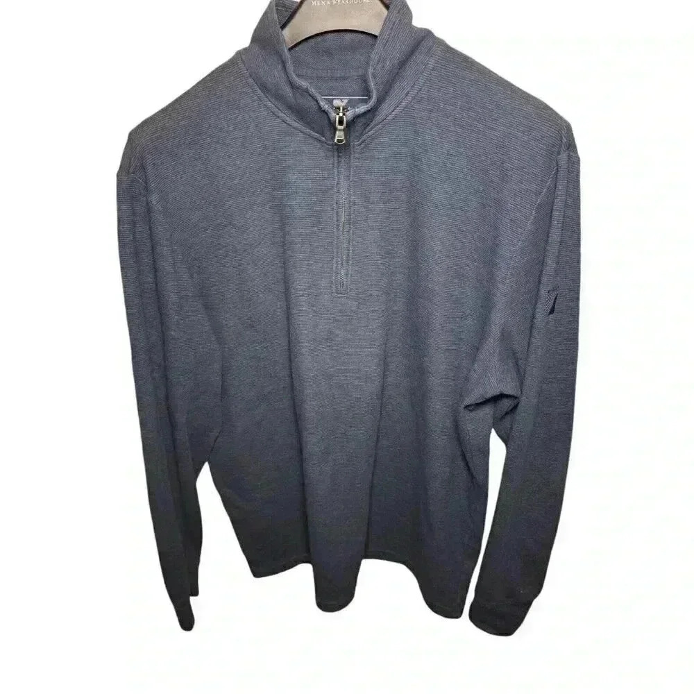 Vineyard Vines L Mens Performance Blue Quarter Zip Pockets